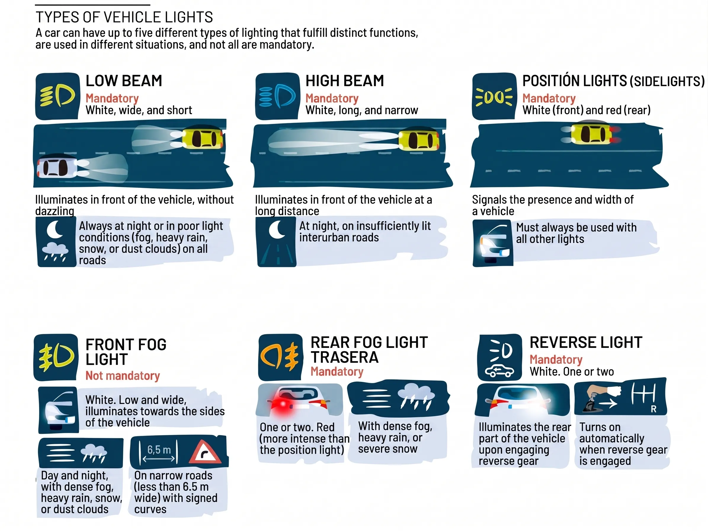 Tipos de Luces y su Uso Correcto